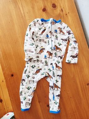 Free Birdees 3-6m Bamboo Horse Cowboy Print Bodysuit